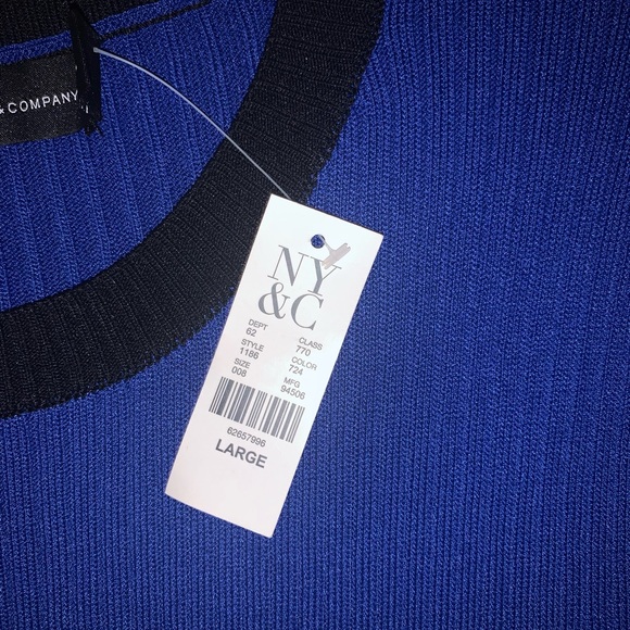 NY & Company Blue Multi-Stripe Midi Dress - Picture 4 of 5